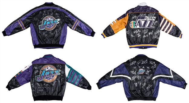 Lot of (4) Utah Jazz Team Signed Leather Jackets From Jerry Sloans Personal Collection (Beckett PreCert)